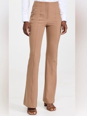 Veronica Beard Azariah High Rise Flared Pants Trousers beige tan size 4 bootcut